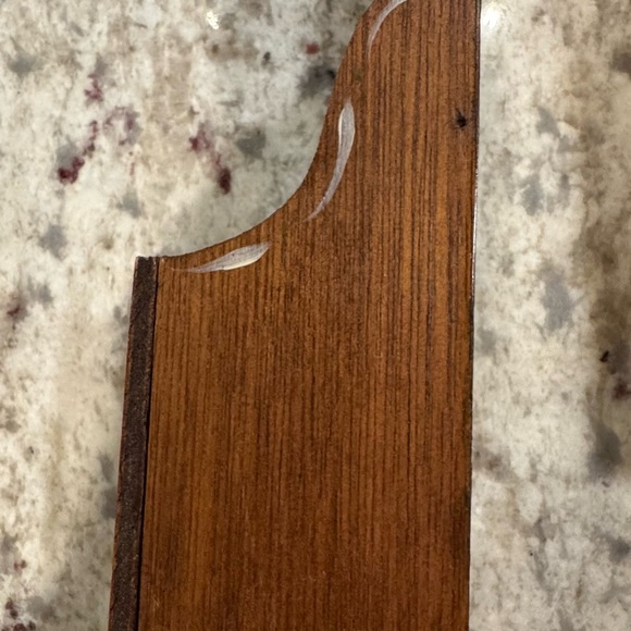 Vintage Long Matchstick Holder Wall mounted wood with tole painting - Picture 7 of 10